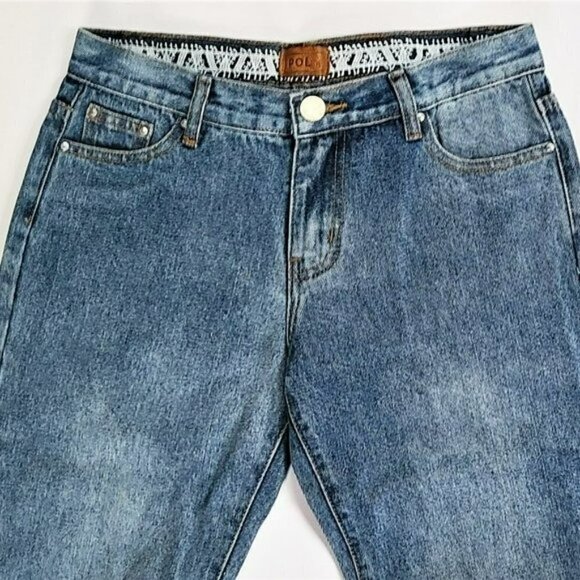 NWT POL Distressed Raw Hem with Cactus Embroidery Denim Jeans - Picture 10 of 11